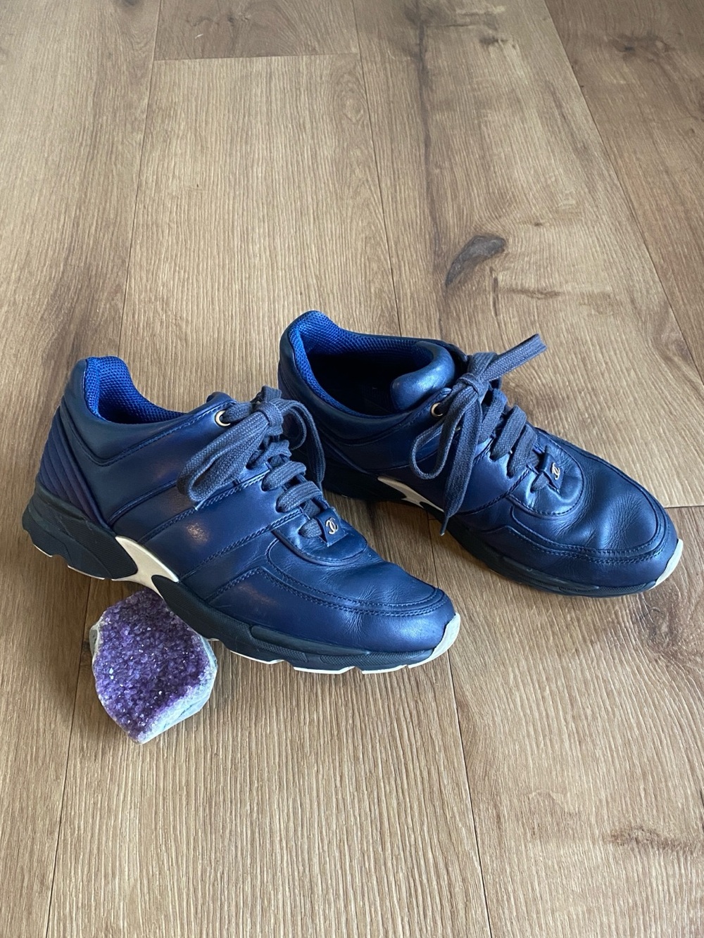 Chanel Women’s  Navy Leather Athletic Sneakers